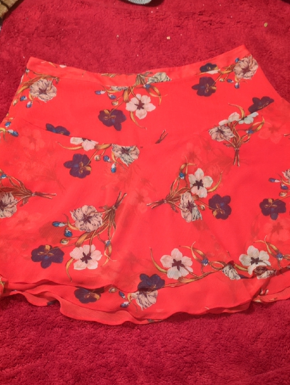 Old Navy Red Floral Circle Skirt
